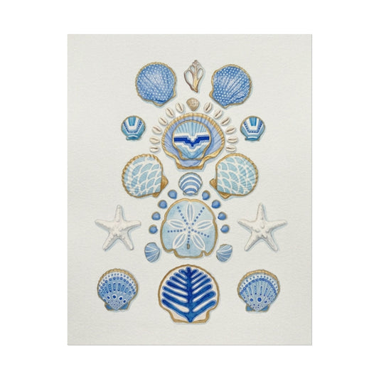 Seashell Watercolor Poster Textured Matte Coastal Wall Art