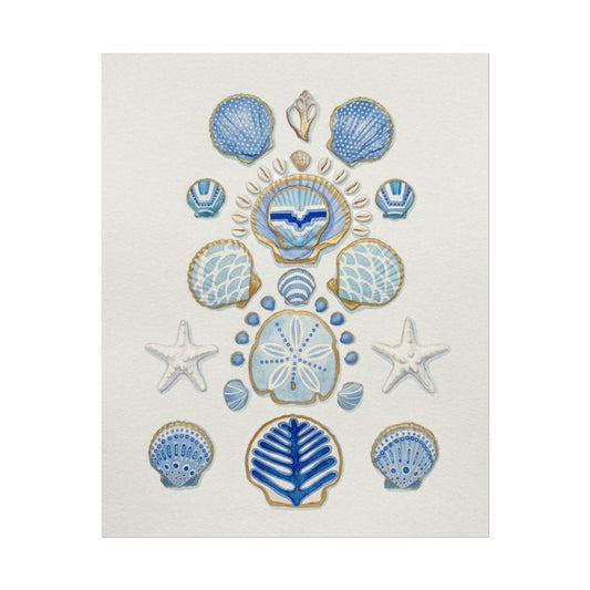 Seashell Watercolor Poster Textured Matte Coastal Wall Art