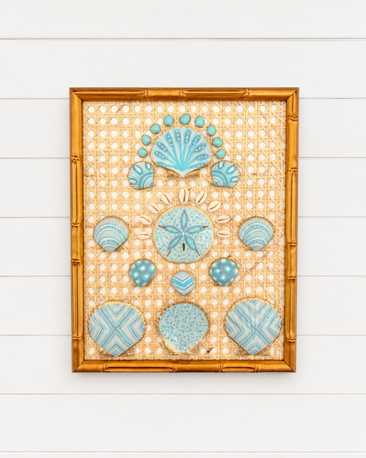 Tide & Trellis 1/2 - 11x14 Hand Painted, Gold Bamboo Frame