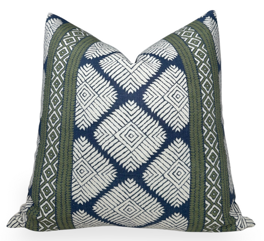 Austin Pillow Cover in Bluestone + Green, Thibaut Pillows