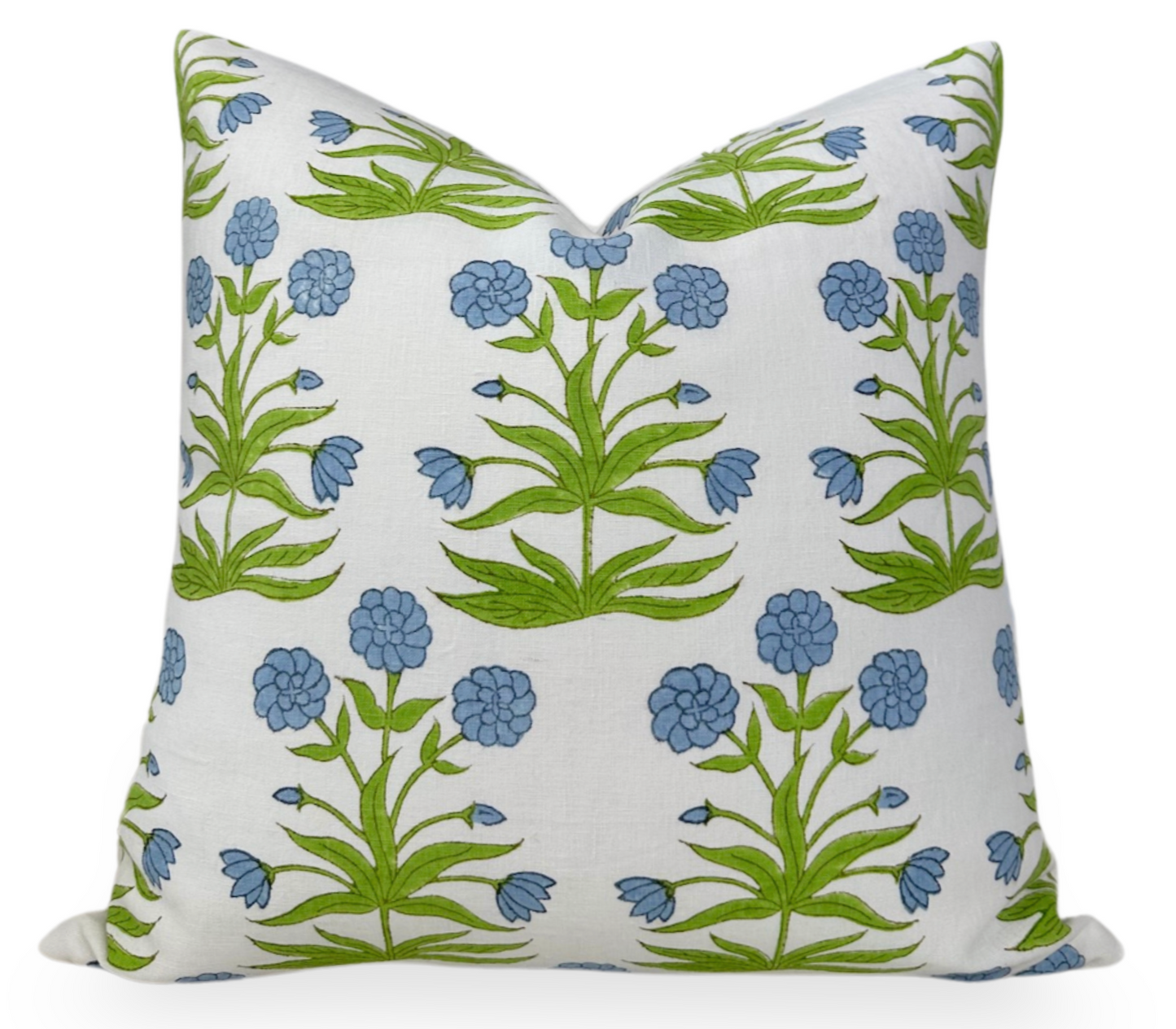Mughal Pillow Cover in Sky Blue and Pistachio, Schumacher Textiles