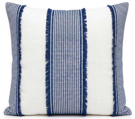Tulum Casement Embroidered Pillow Cover in Blue, Schumacher Textiles