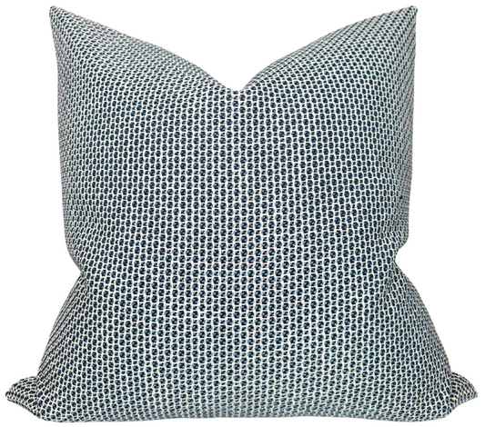Gridded Woven Pillow Cover in Blue